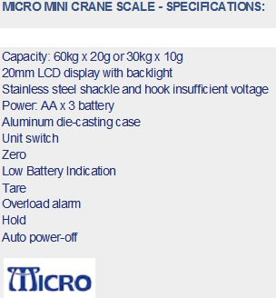 micro mini crane scale specs